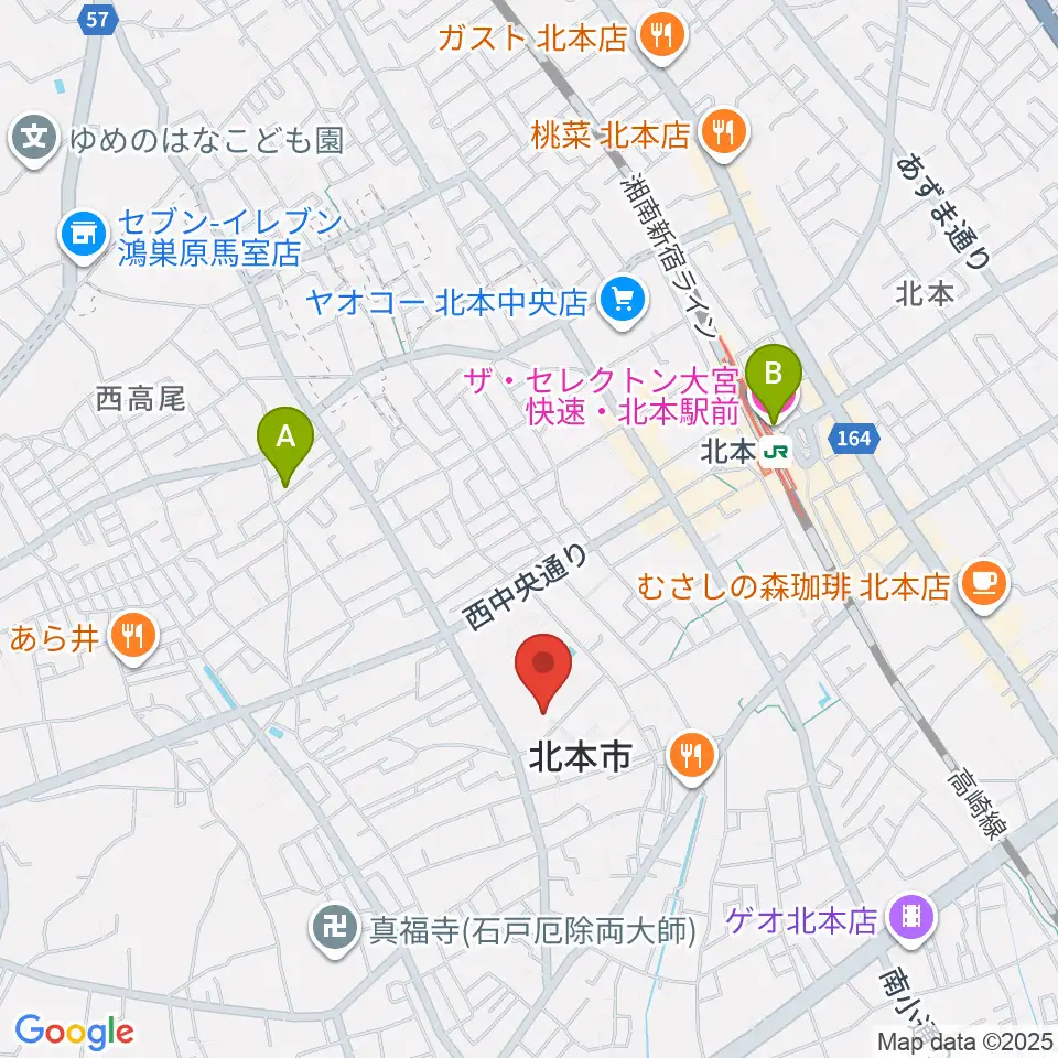 北本市文化センター周辺のホテル一覧地図