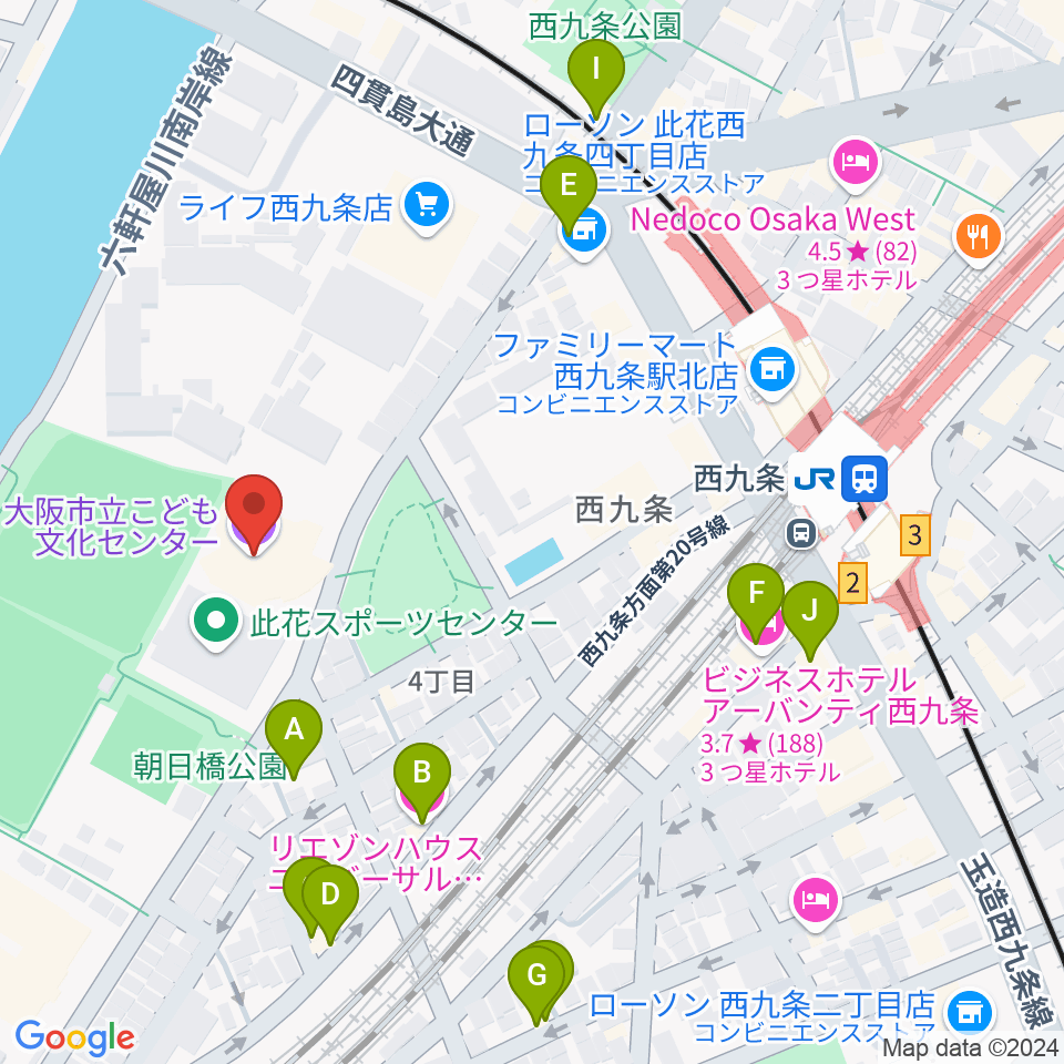 大阪市立こども文化センター周辺のホテル一覧地図