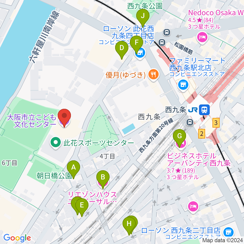 大阪市立こども文化センター周辺のホテル一覧地図