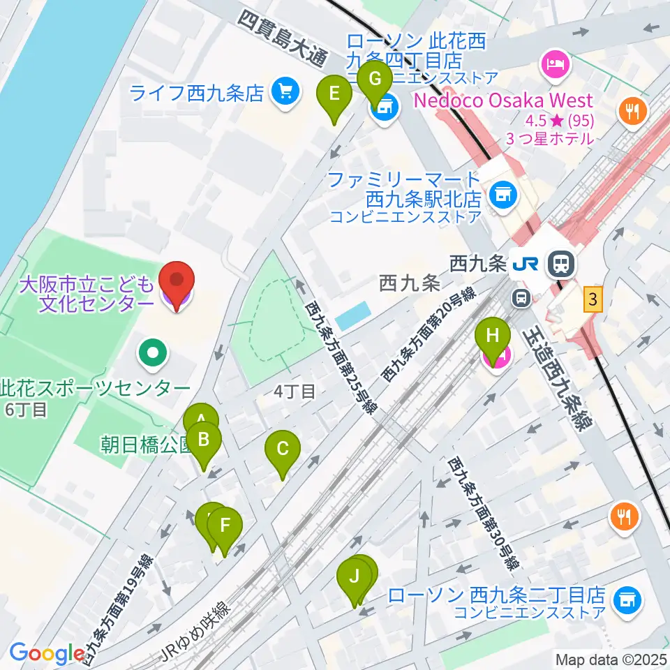 大阪市立こども文化センター周辺のホテル一覧地図