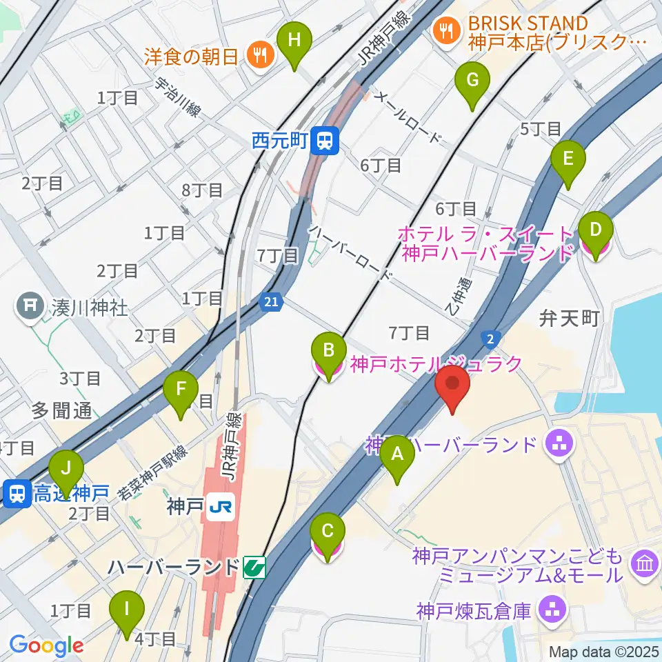 神戸市産業振興センターハーバーホール周辺のホテル一覧地図