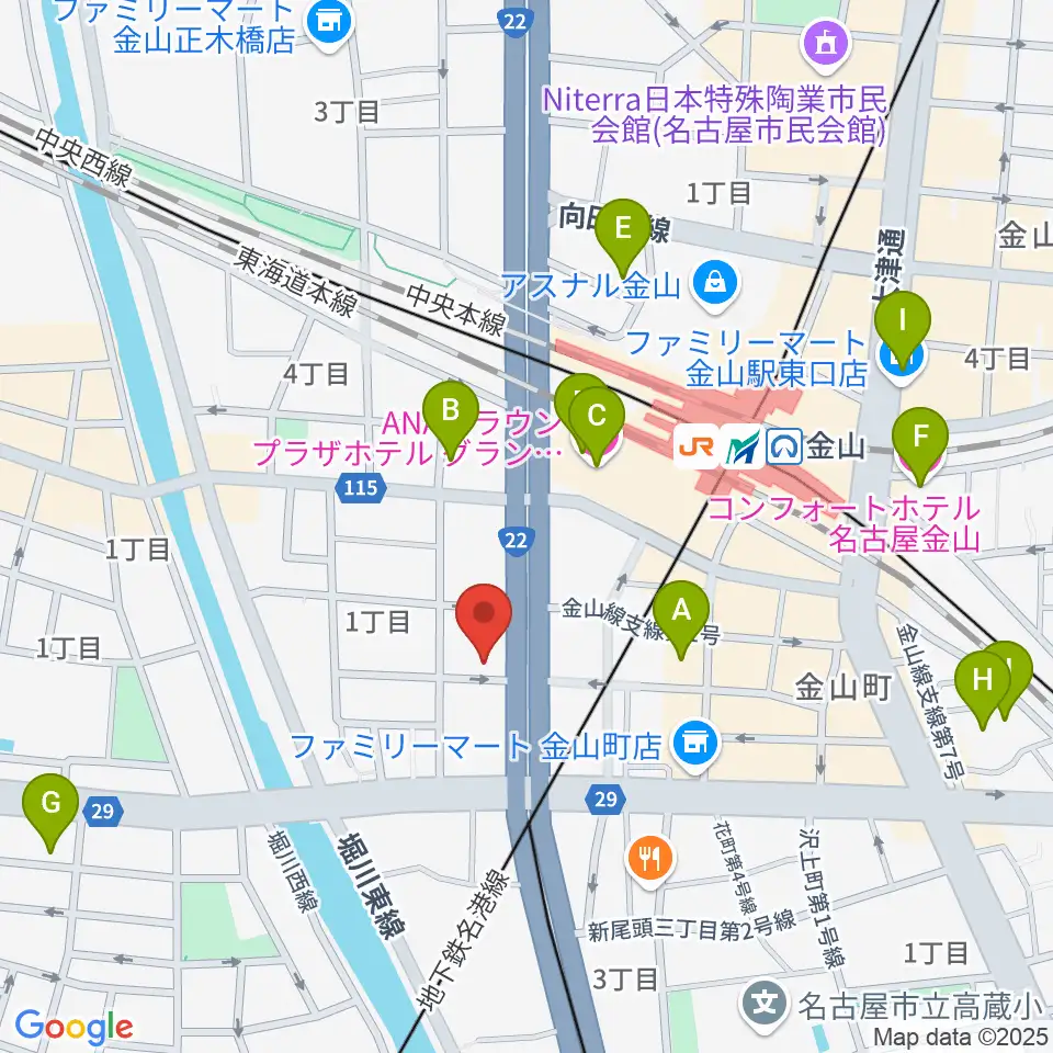 アイズミュージックアカデミー金山校周辺のホテル一覧地図
