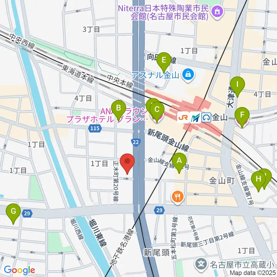 アイズミュージックアカデミー金山校周辺のホテル一覧地図