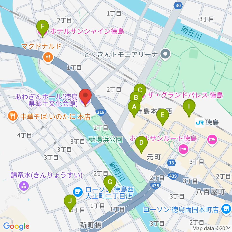 あわぎんホール周辺のホテル一覧地図