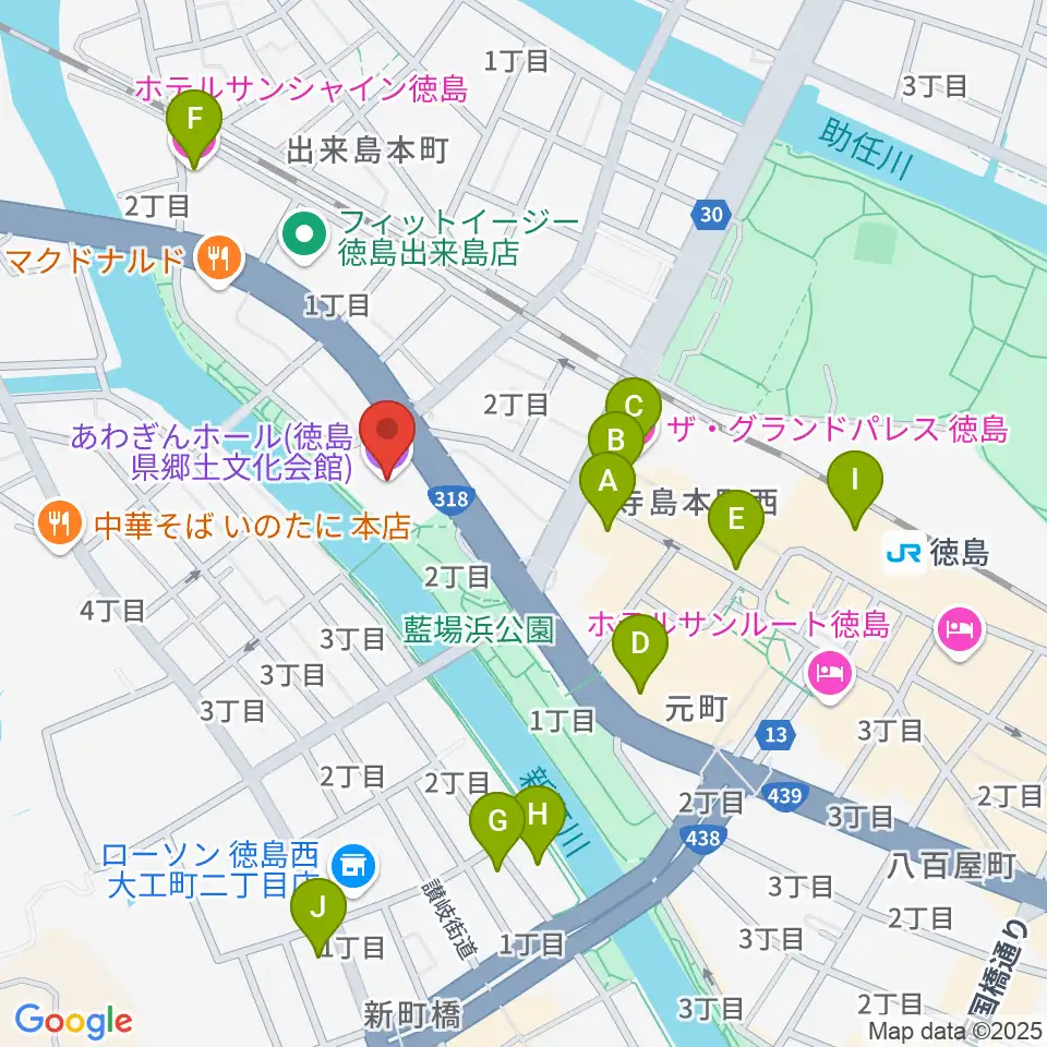 あわぎんホール周辺のホテル一覧地図
