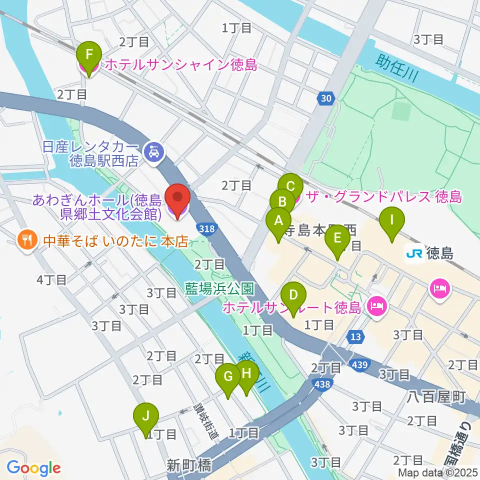 あわぎんホール周辺のホテル一覧地図