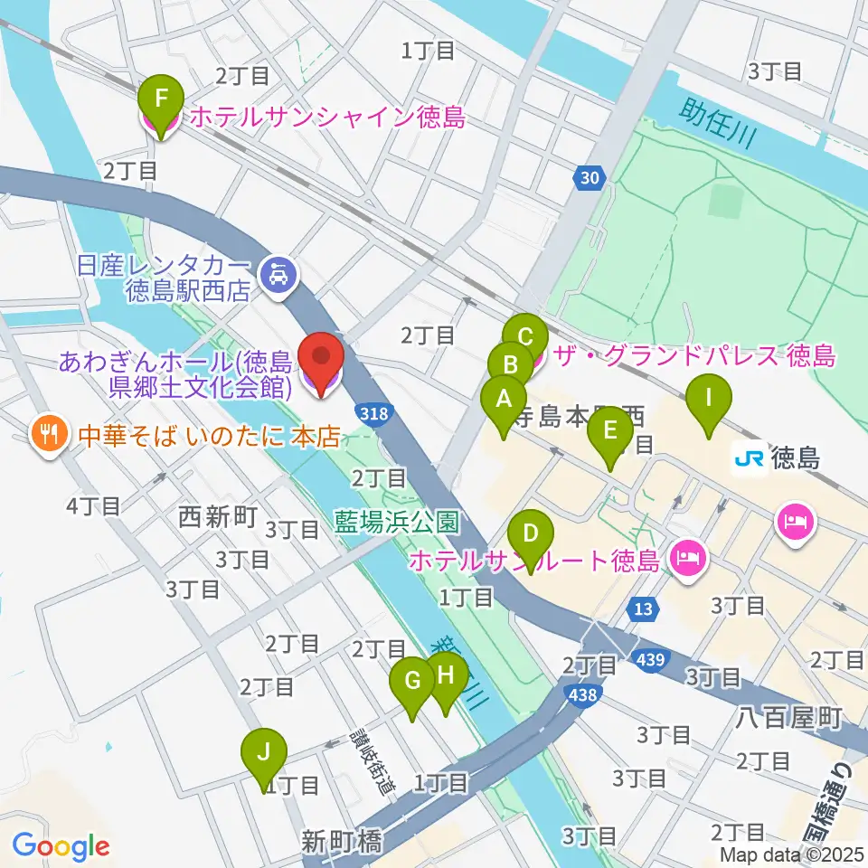 あわぎんホール周辺のホテル一覧地図