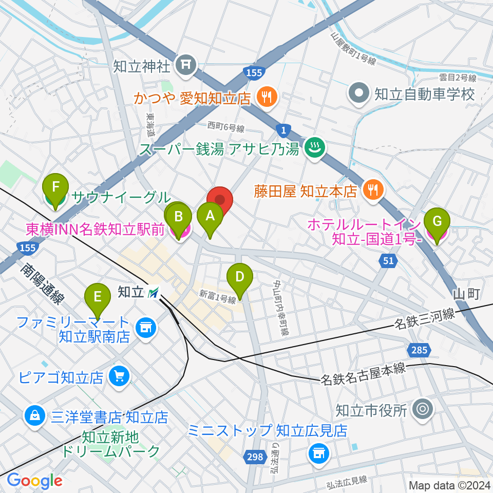 知立リリオ･コンサートホール周辺のホテル一覧地図