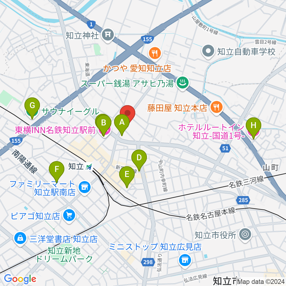 知立リリオ･コンサートホール周辺のホテル一覧地図