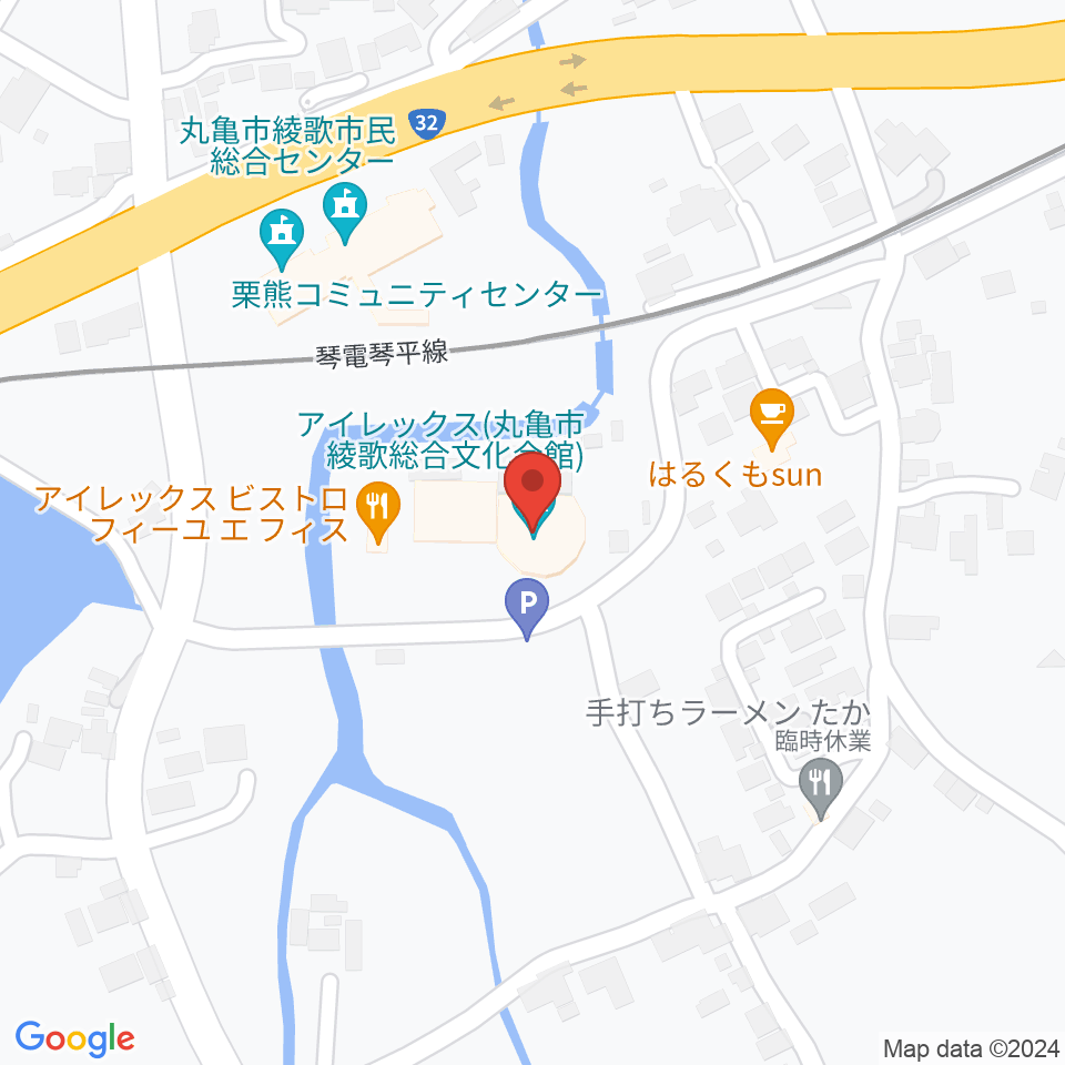 丸亀市綾歌総合文化会館アイレックス周辺のホテル一覧地図