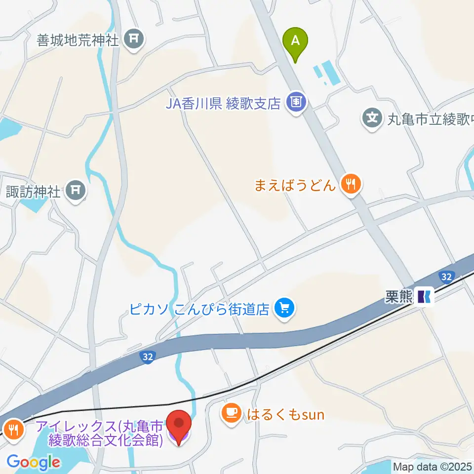 丸亀市綾歌総合文化会館アイレックス周辺のホテル一覧地図