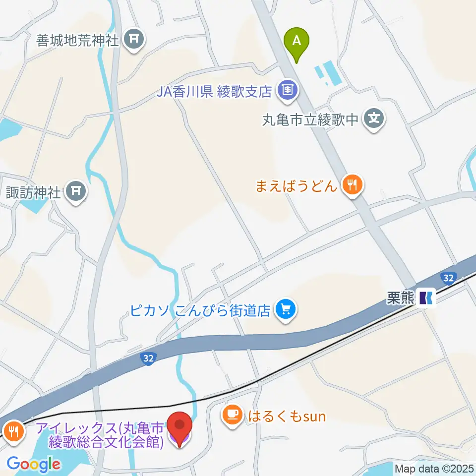 丸亀市綾歌総合文化会館アイレックス周辺のホテル一覧地図