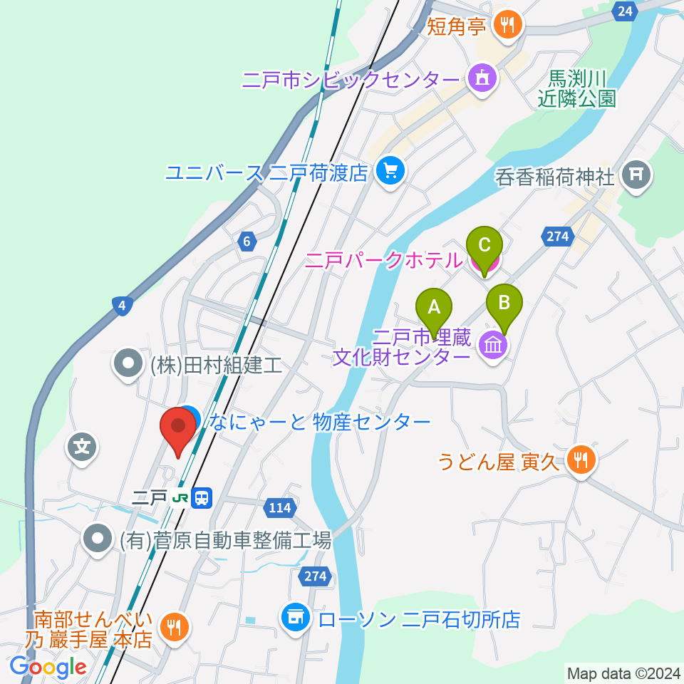 カシオペアメッセ・なにゃーと周辺のホテル一覧地図