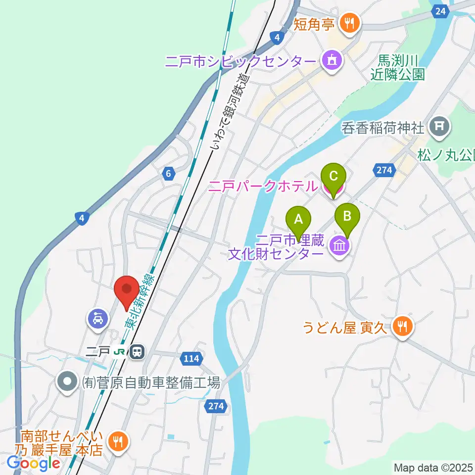 カシオペアメッセ・なにゃーと周辺のホテル一覧地図