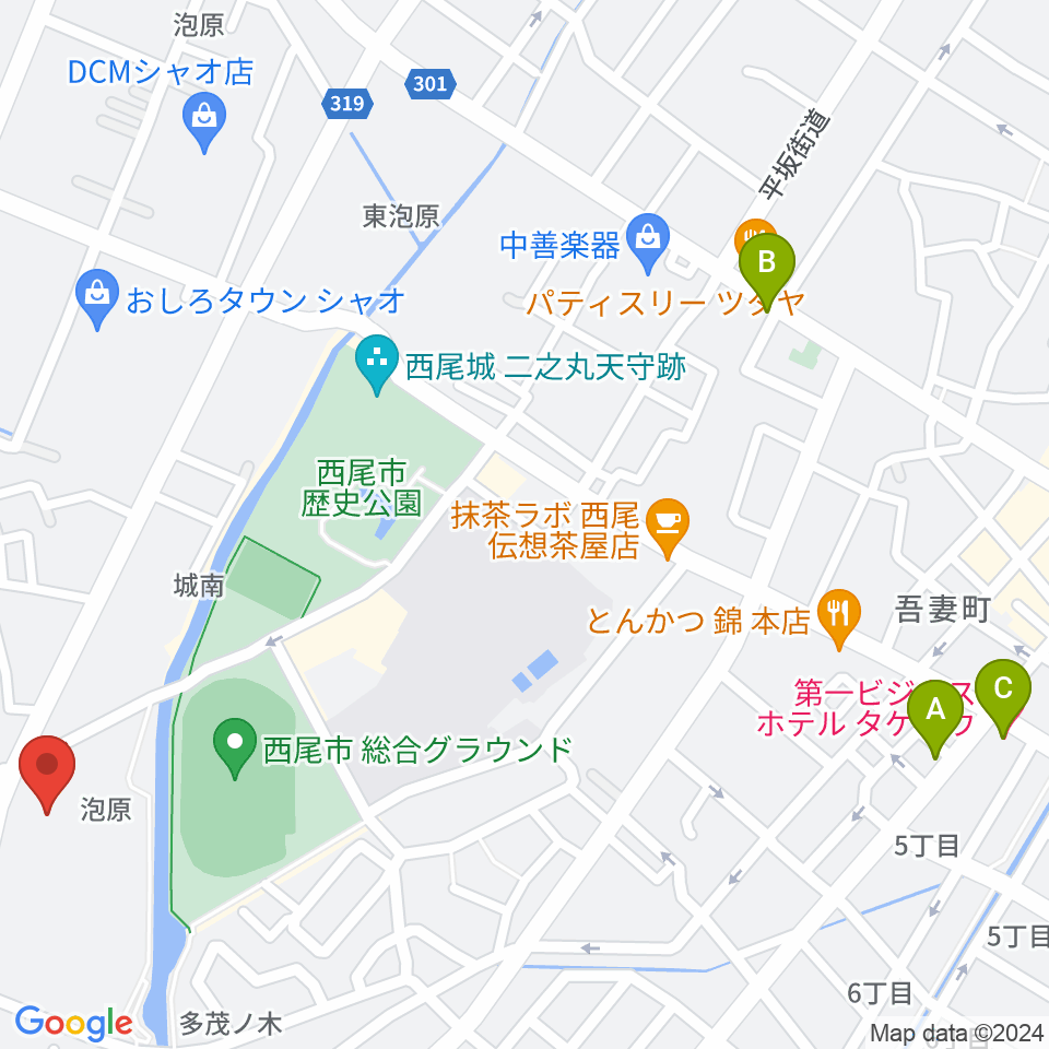 西尾市文化会館周辺のホテル一覧地図