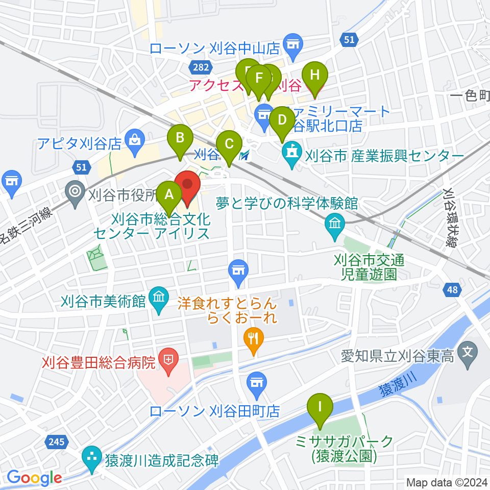刈谷市総合文化センター アイリス周辺のホテル一覧地図