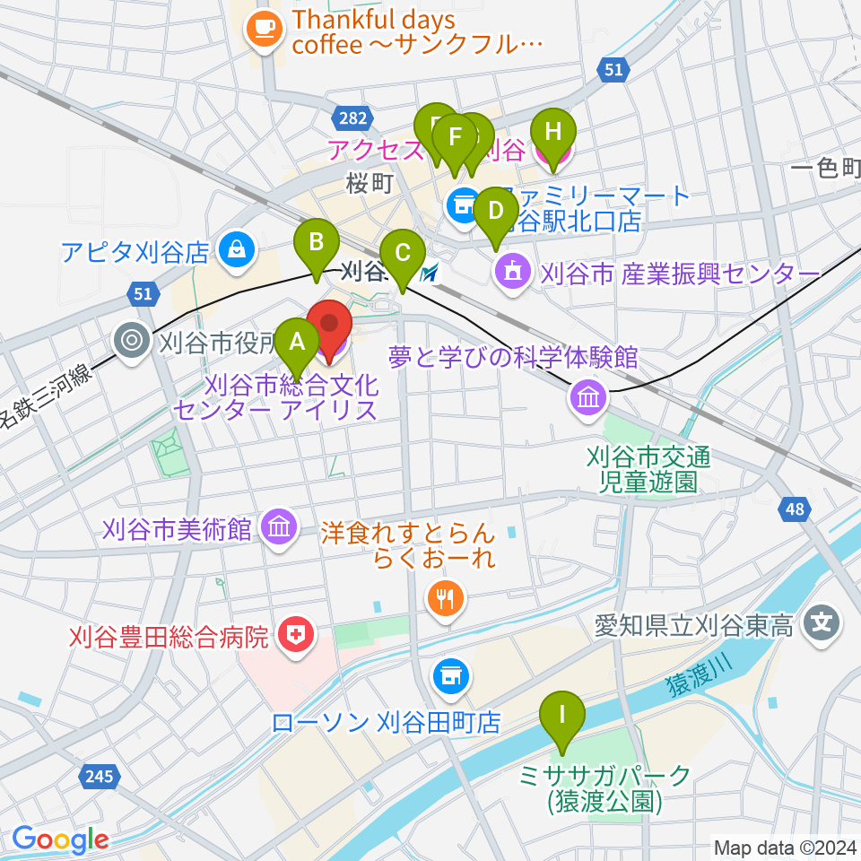 刈谷市総合文化センター アイリス周辺のホテル一覧地図