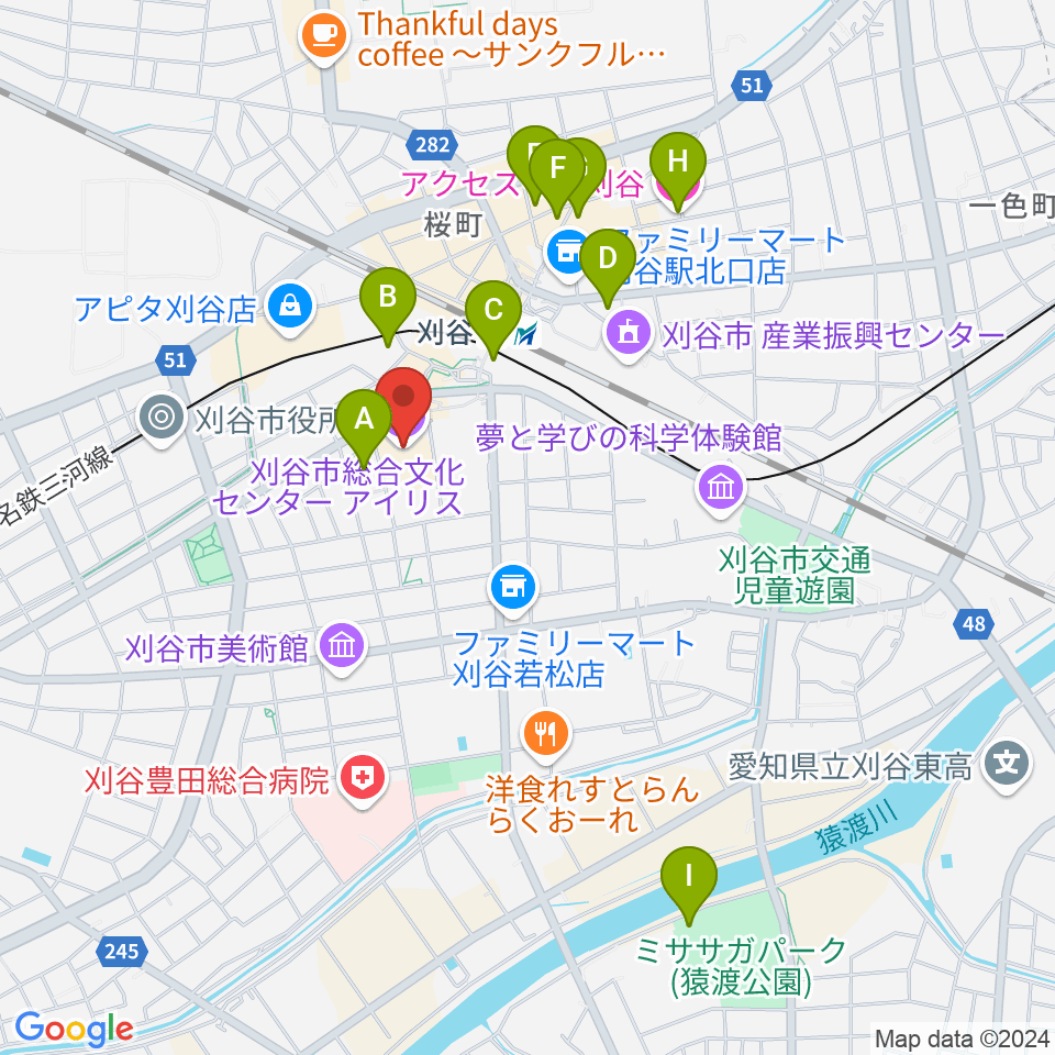 刈谷市総合文化センター アイリス周辺のホテル一覧地図