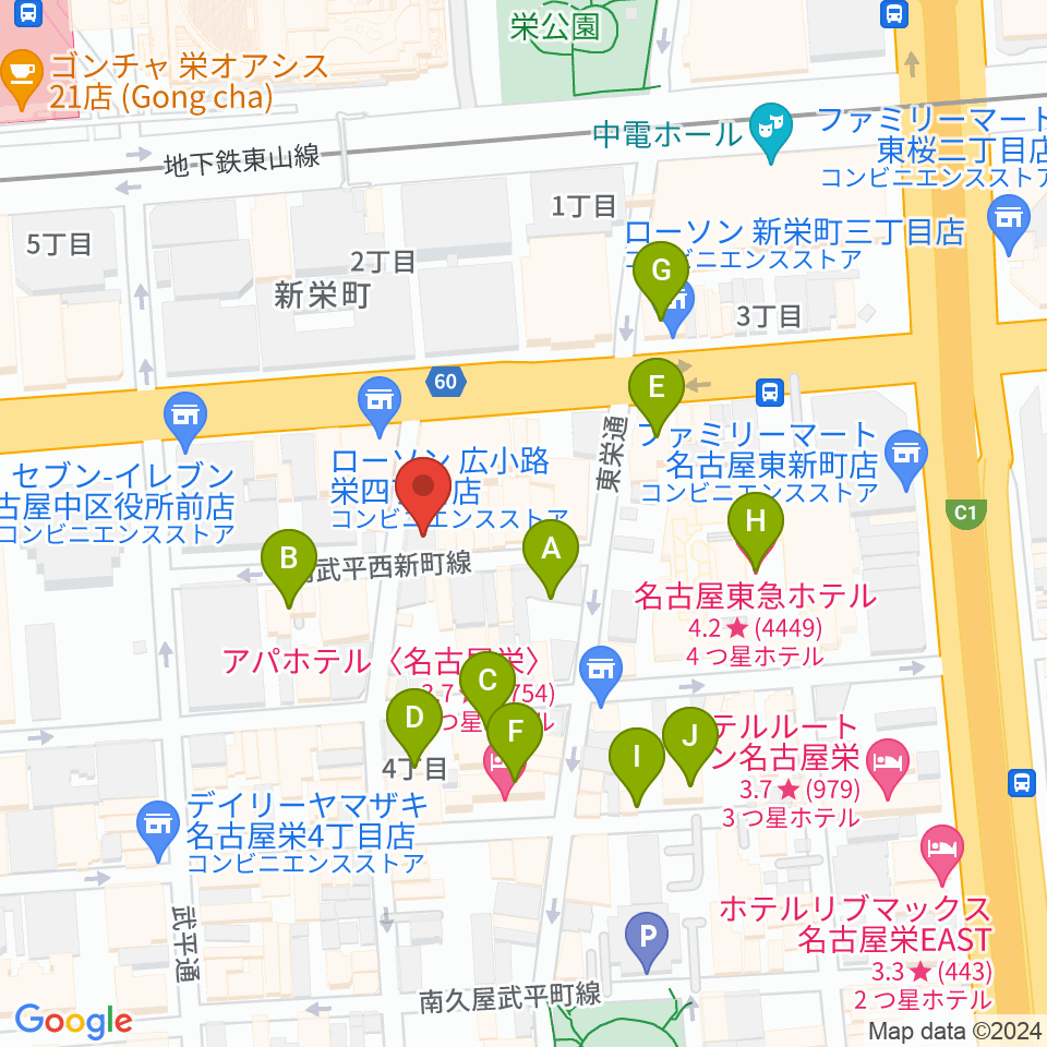 名古屋栄Live DOXY周辺のホテル一覧地図