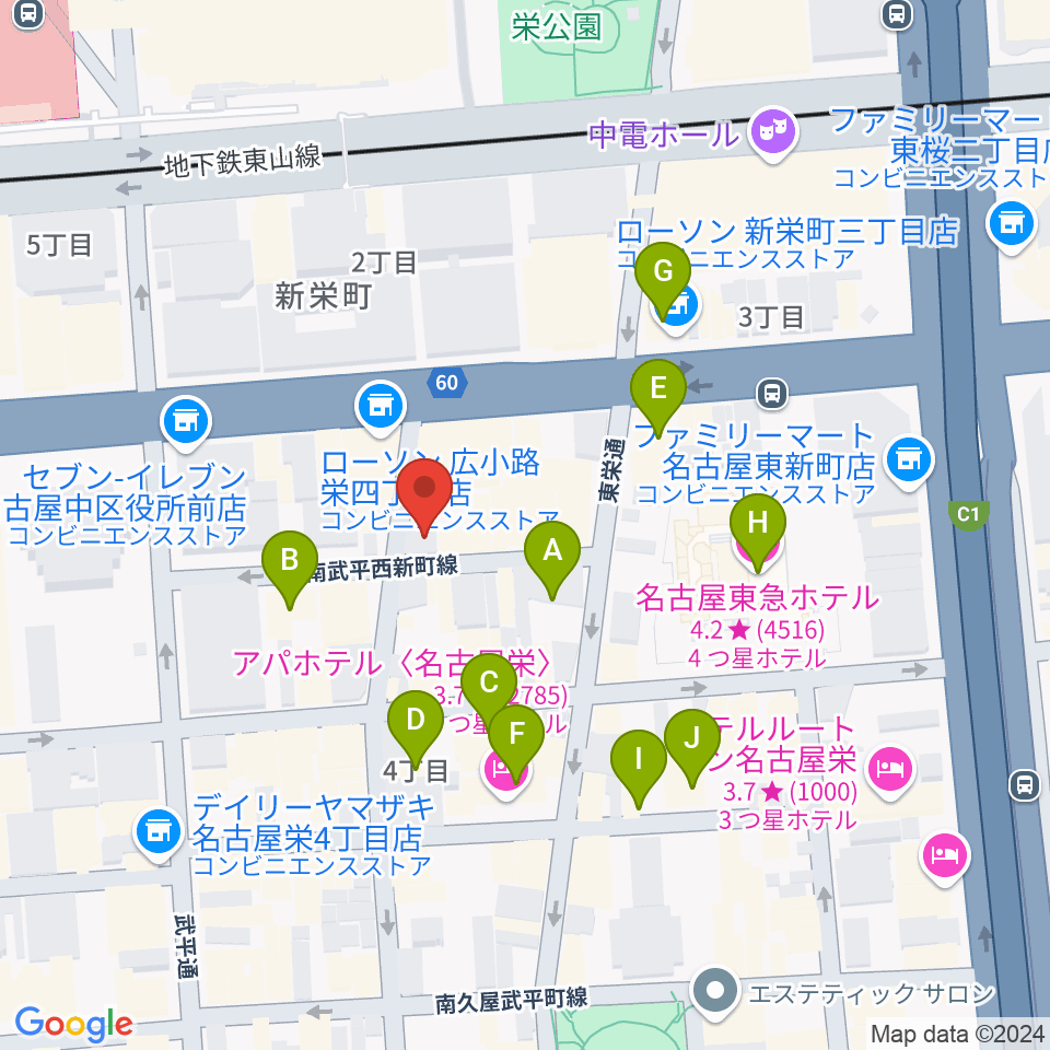 名古屋栄Live DOXY周辺のホテル一覧地図