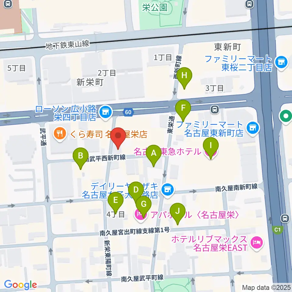 名古屋栄Live DOXY周辺のホテル一覧地図