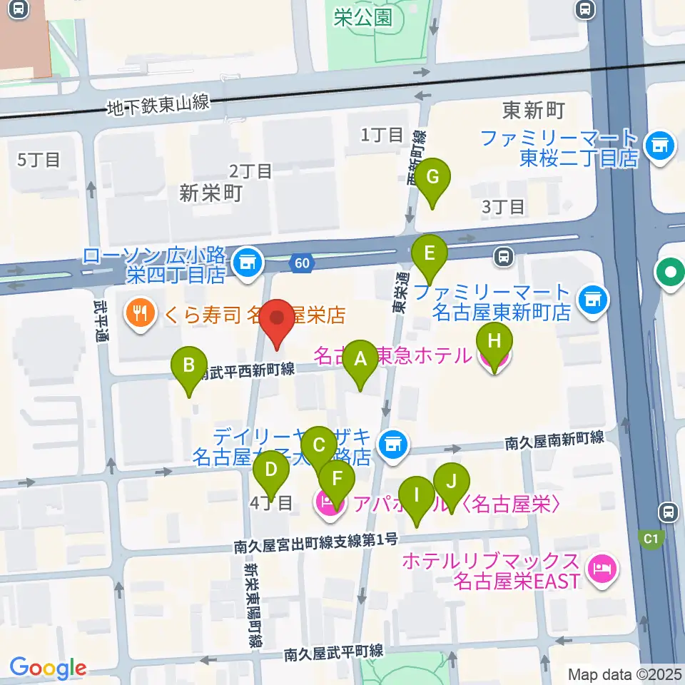 名古屋栄Live DOXY周辺のホテル一覧地図