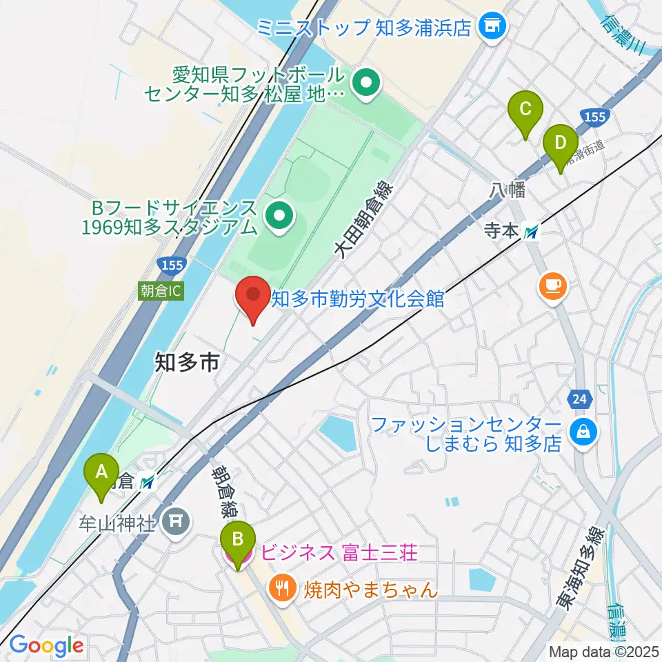知多市勤労文化会館周辺のホテル一覧地図