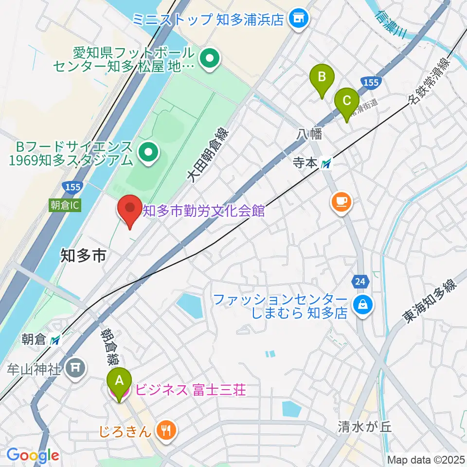 知多市勤労文化会館周辺のホテル一覧地図