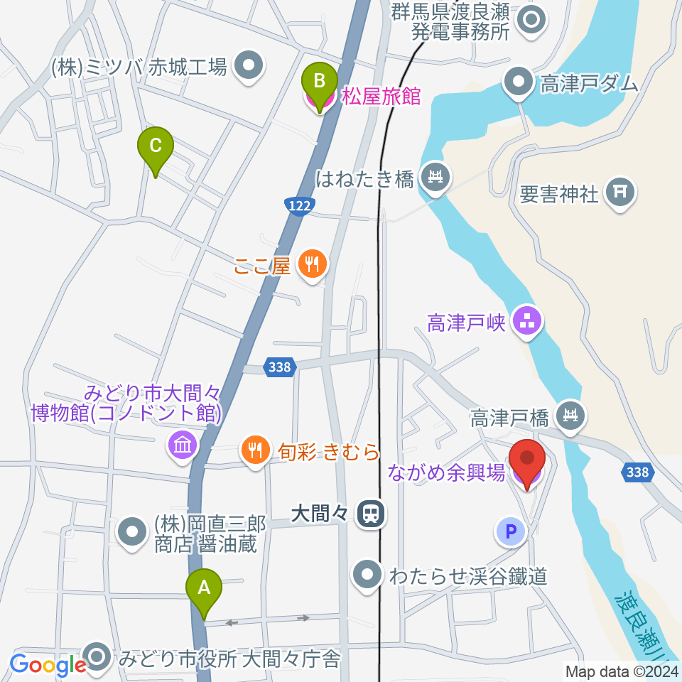 ながめ余興場周辺のホテル一覧地図