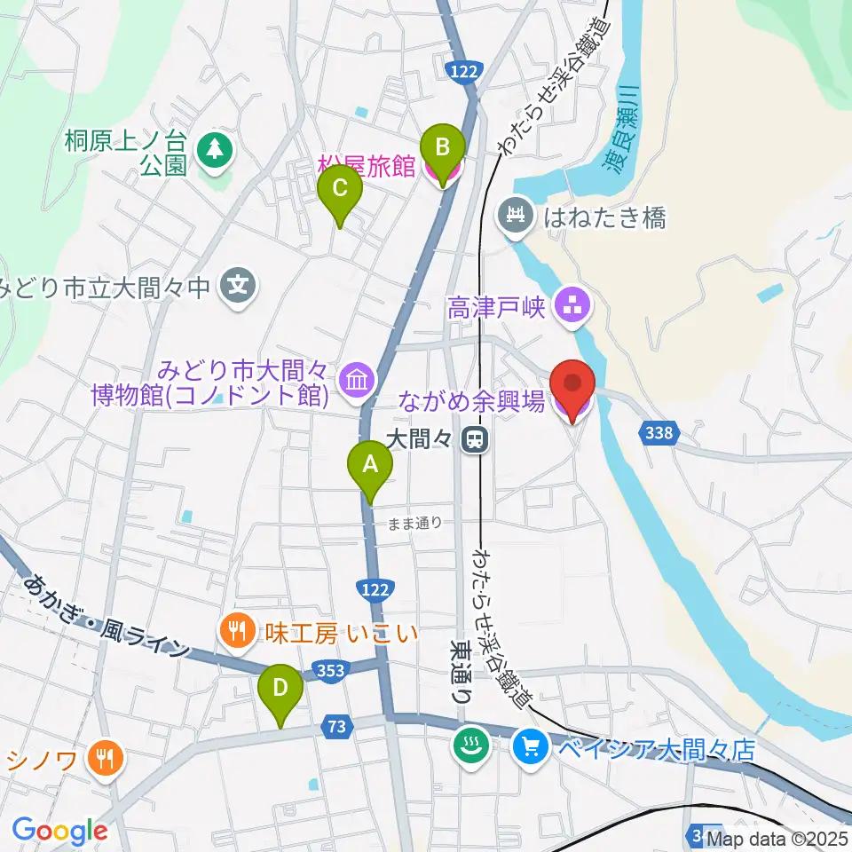 ながめ余興場周辺のホテル一覧地図