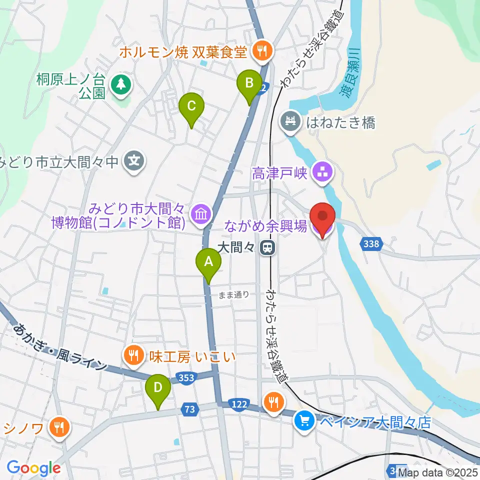 ながめ余興場周辺のホテル一覧地図