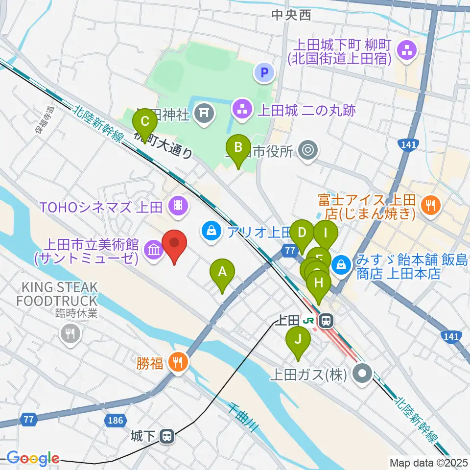 サントミューゼ 上田市交流文化芸術センター周辺のホテル一覧地図