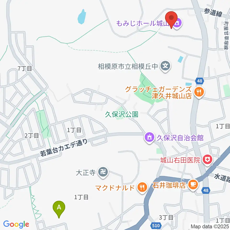 もみじホール城山周辺のホテル一覧地図