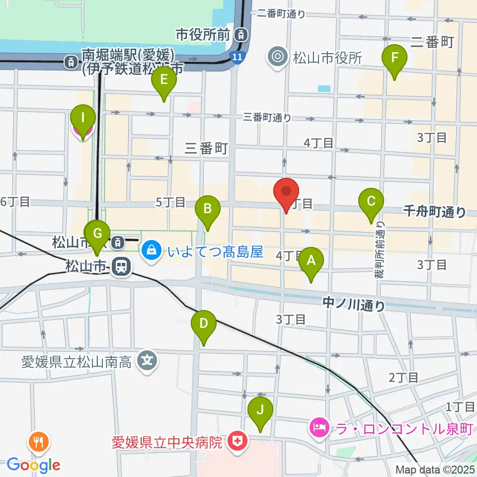 松山Double-u Studio周辺のホテル一覧地図