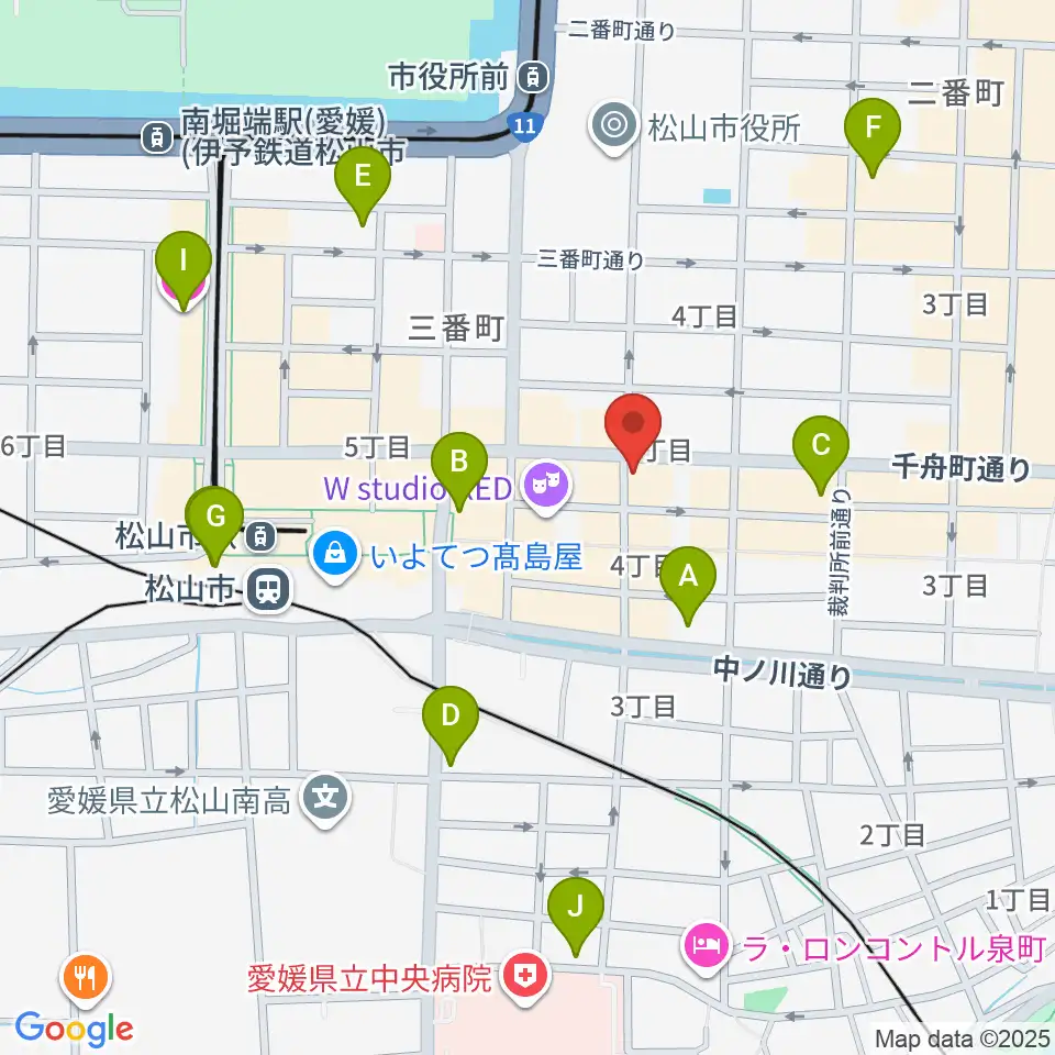 松山Double-u Studio周辺のホテル一覧地図