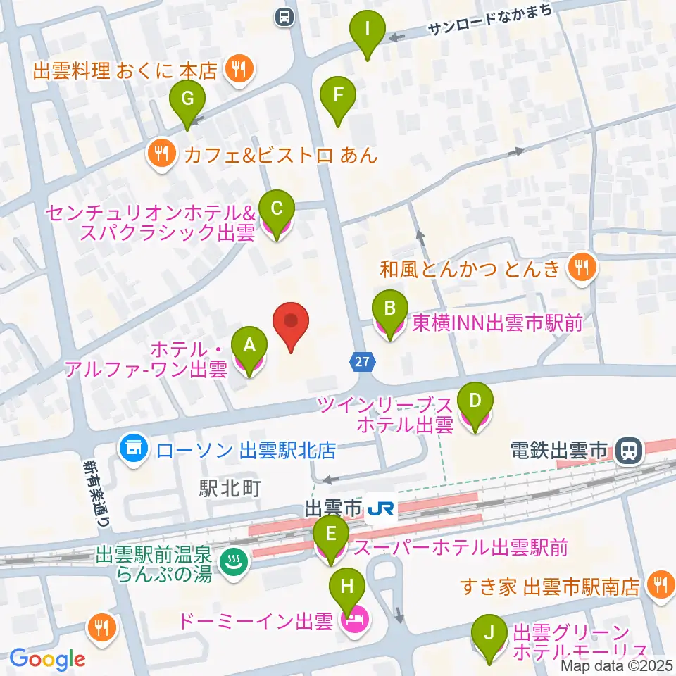 パルメイト出雲周辺のホテル一覧地図