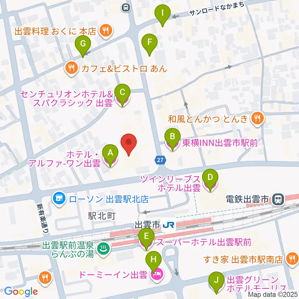 パルメイト出雲周辺のホテル一覧地図