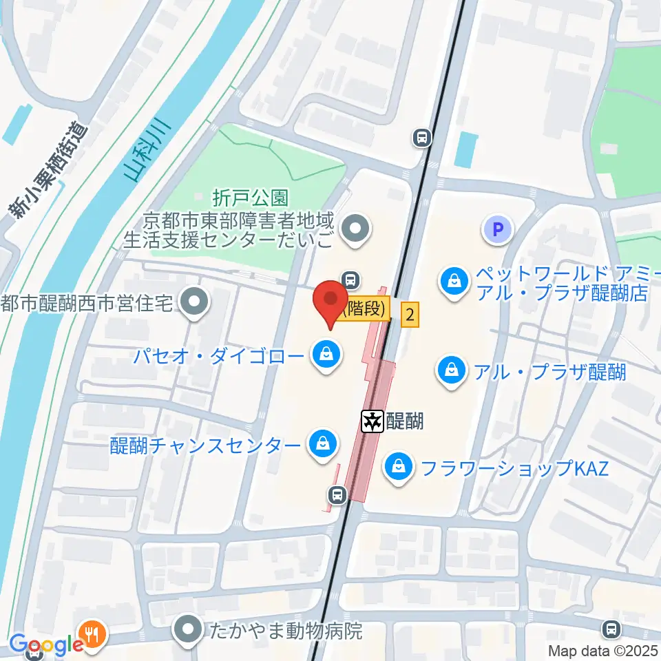 京都市醍醐交流会館周辺のホテル一覧地図