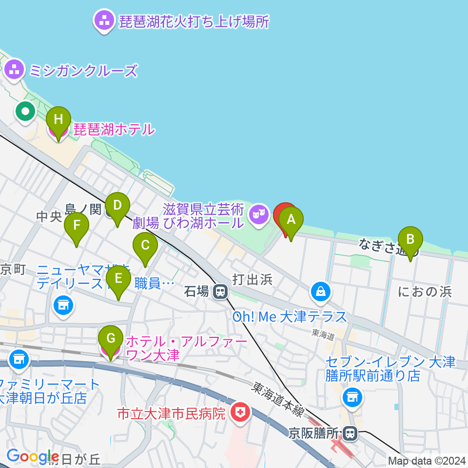 ピアザ淡海 ピアザホール周辺のホテル一覧地図