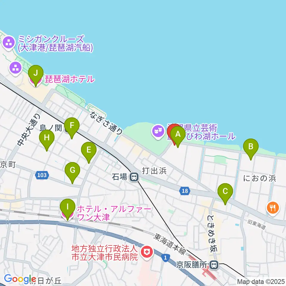 ピアザ淡海 ピアザホール周辺のホテル一覧地図