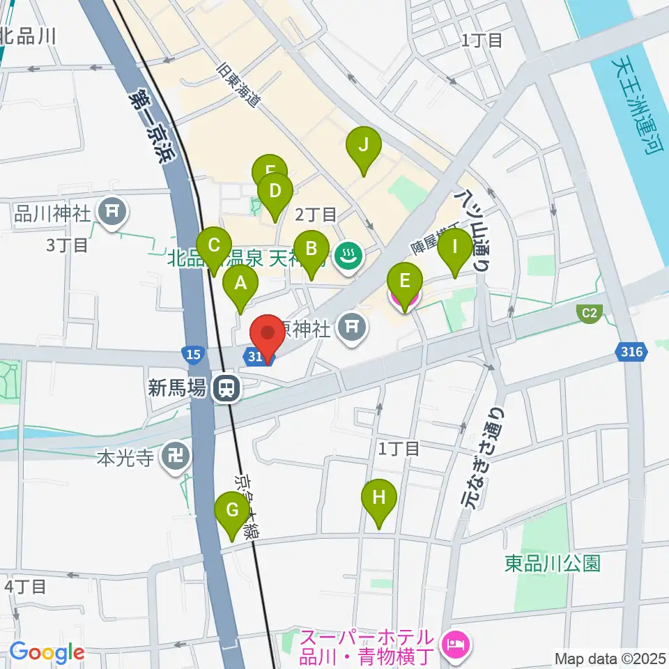 六行会ホール周辺のホテル一覧地図