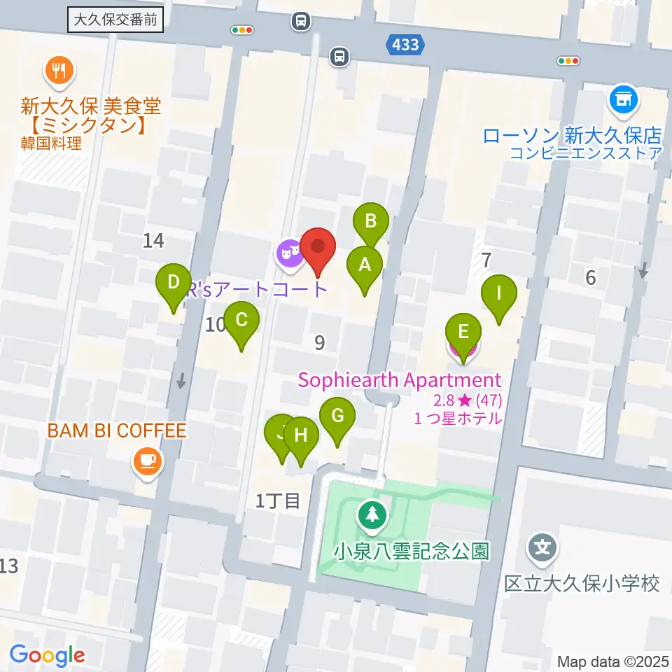 R'sアートコート周辺のホテル一覧地図