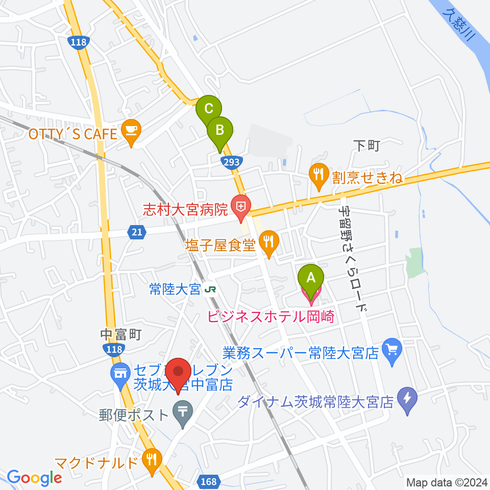 常陸大宮市文化センター ロゼホール周辺のホテル一覧地図