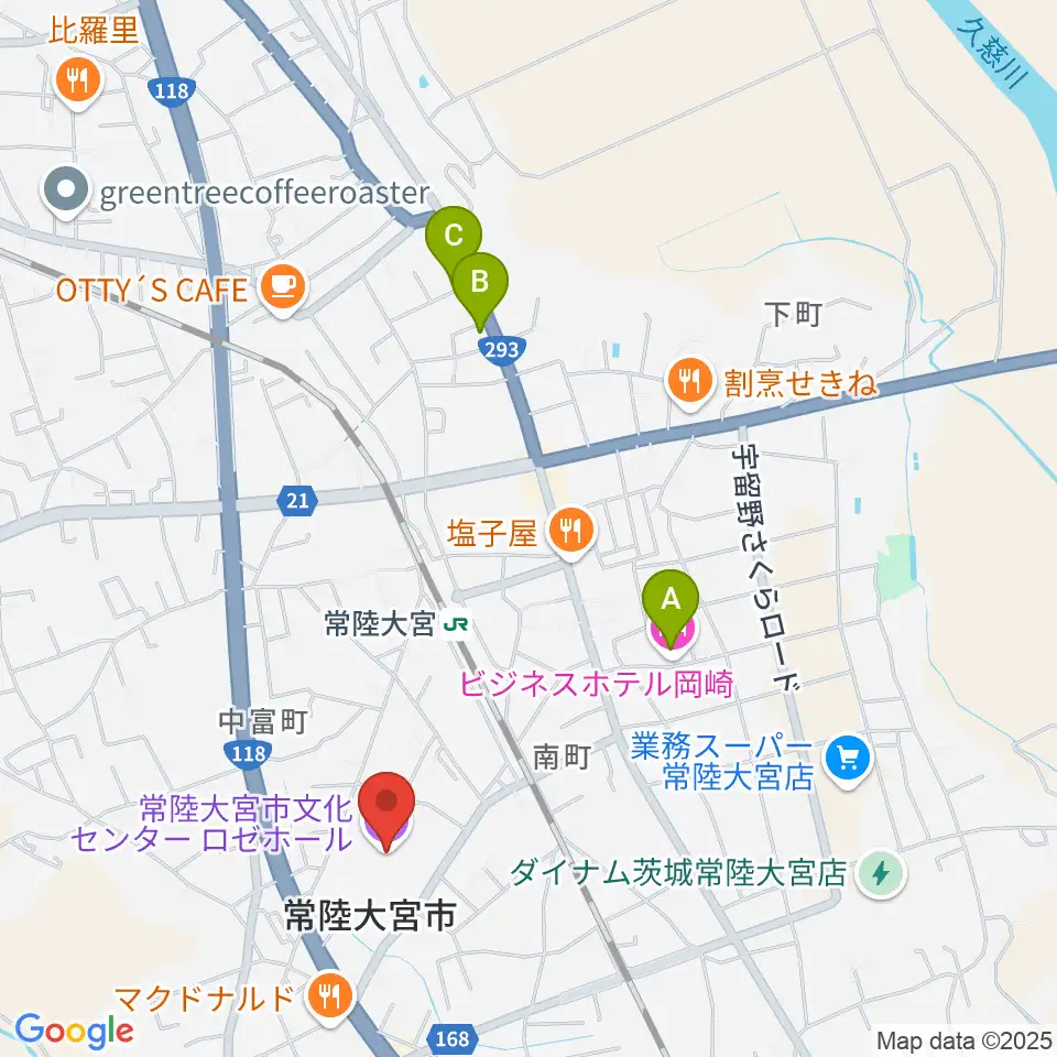 常陸大宮市文化センター ロゼホール周辺のホテル一覧地図