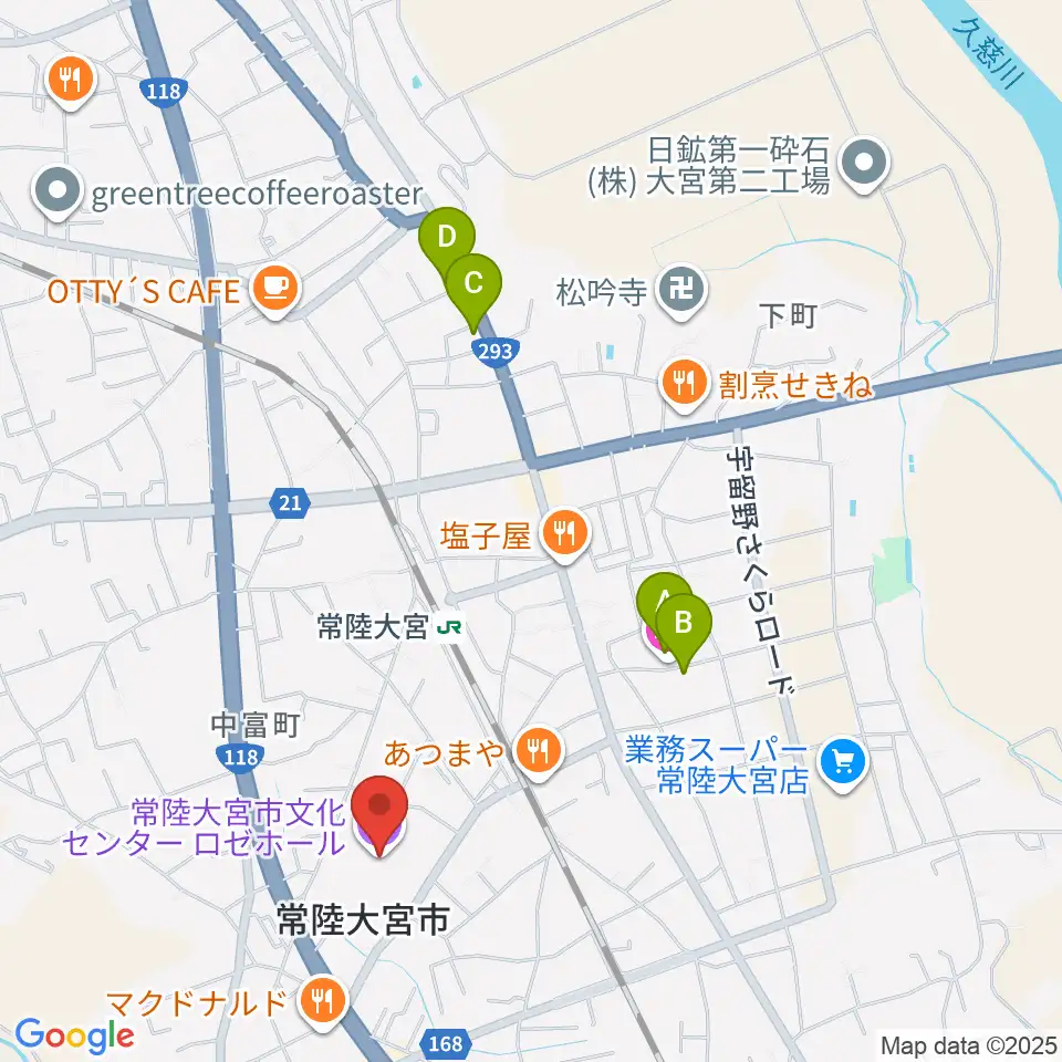 常陸大宮市文化センター ロゼホール周辺のホテル一覧地図