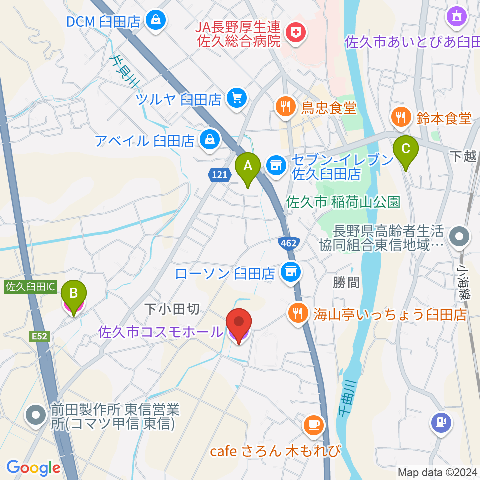 佐久市コスモホール周辺のホテル一覧地図