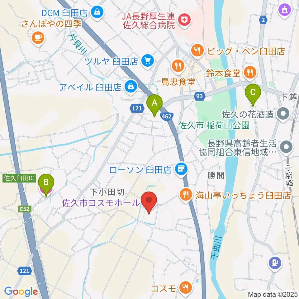 佐久市コスモホール周辺のホテル一覧地図