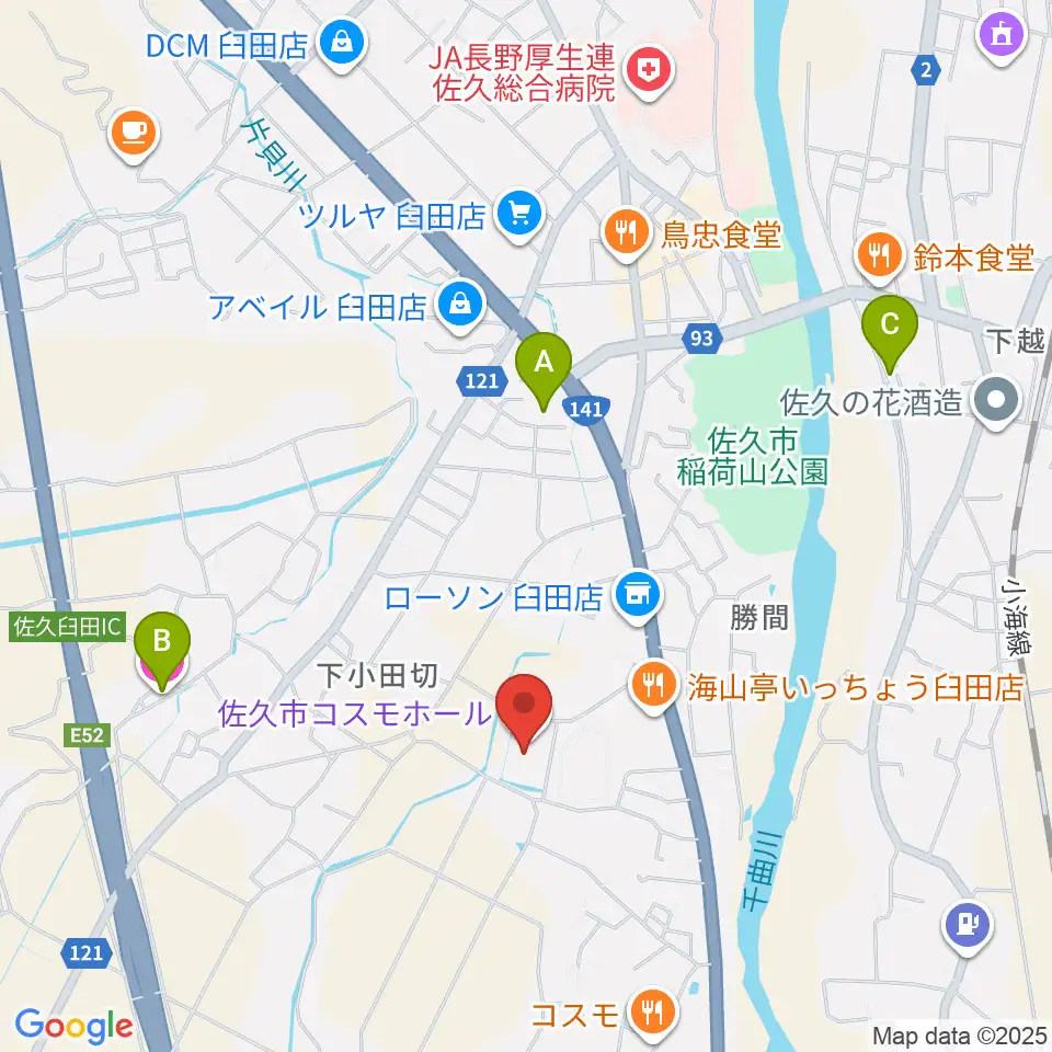 佐久市コスモホール周辺のホテル一覧地図