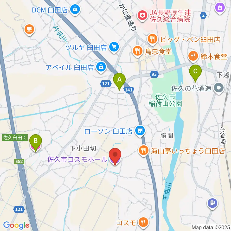 佐久市コスモホール周辺のホテル一覧地図