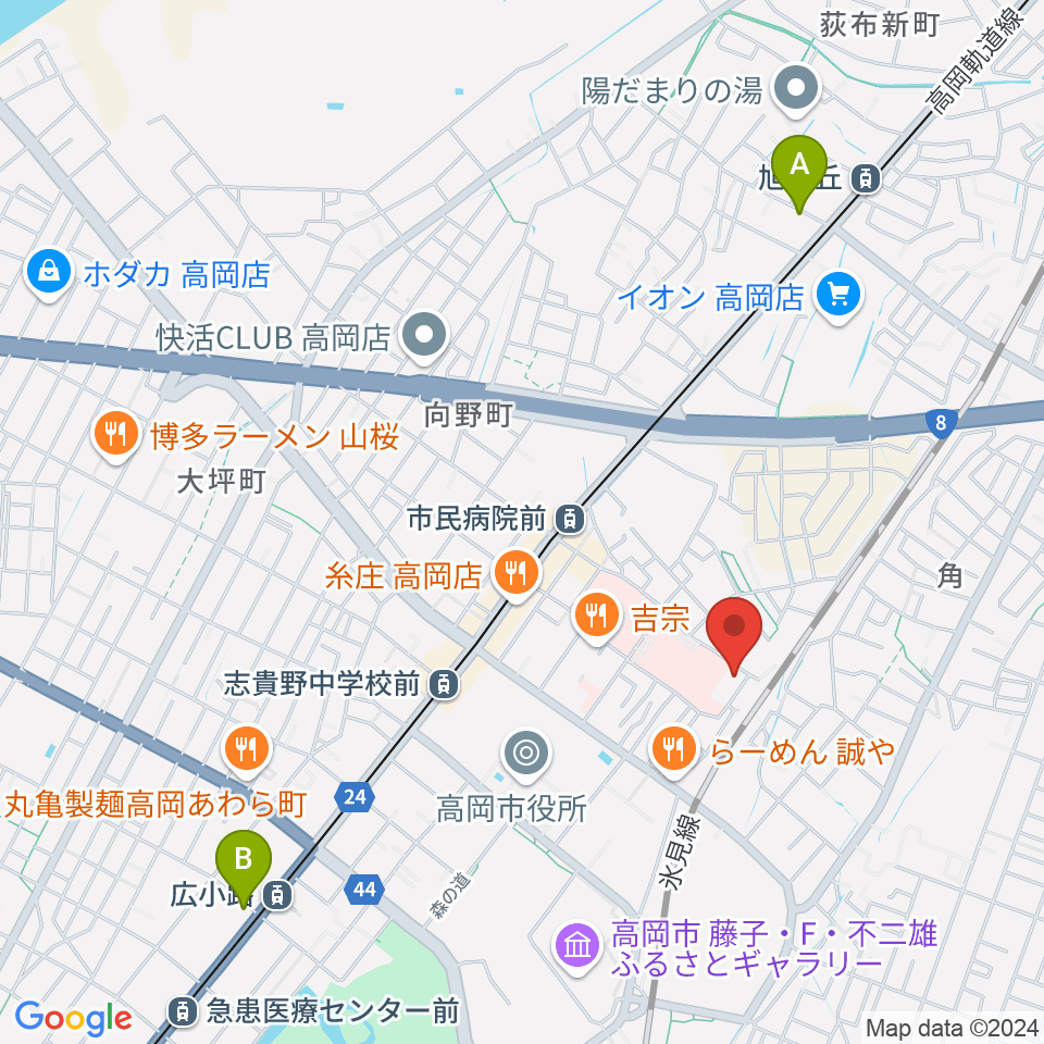 高岡市文化芸能館周辺のホテル一覧地図